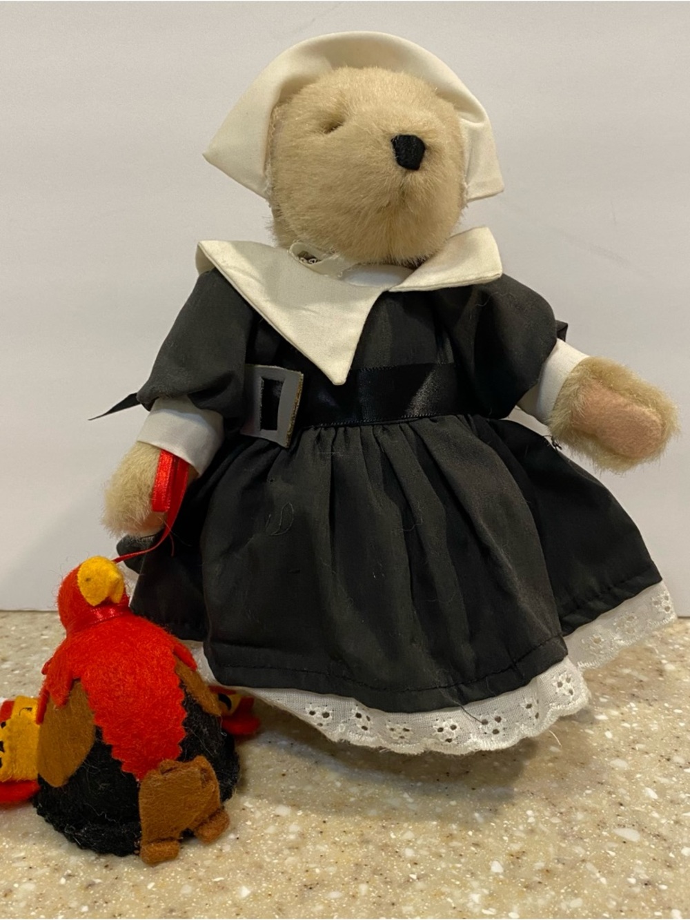 Plush Bear in Black Pilgrim Dress with White Collar Muffy VanderBear
